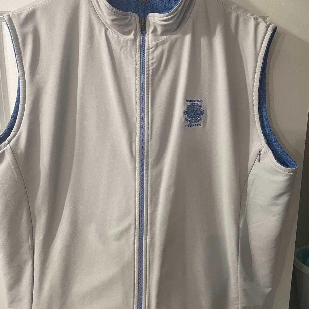 Peter Millar reversible Whistling Straits golf vest light gray/blue 2xl xxl